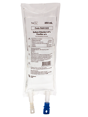 Sodium Chloride 0.9% IV Infusion Freeflex Bag 250mL