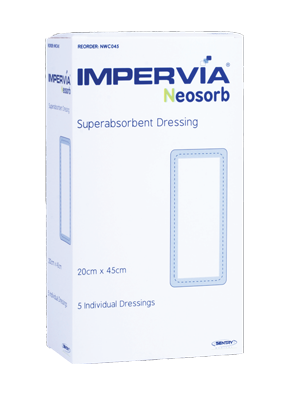 IMPERVIA® Neosorb Superabsorbent Dressing, 20cm x 45cm – Box/5