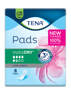 TENA InstaDry Long Length Pads Absorbency 5.5 Green - Ctn/6